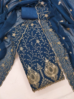 Divastri Silk Blend Embroidered Salwar Suit Material