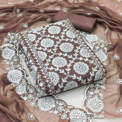 M FASHION Georgette Embroidered Salwar Suit Material