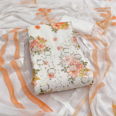 RUDRAA FAB Georgette Printed Salwar Suit Material