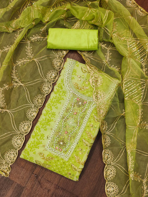 Blissta Organza Embroidered, Embellished Salwar Suit Material