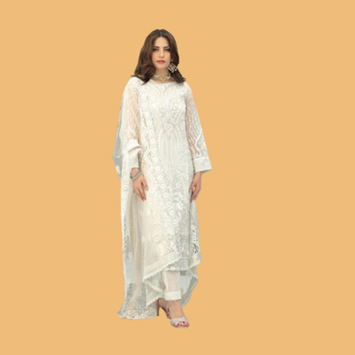 DHRISHUTEXTILE Georgette Embroidered Kurta & Sharara Fabric