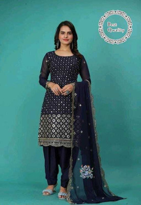 ETHNICBRITY Georgette Embroidered Salwar Suit Material