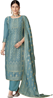 DRAVINAM Trends Wool Embroidered Salwar Suit Material