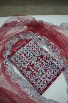 aarti creatioon Net/Lace Embroidered Salwar Suit Material