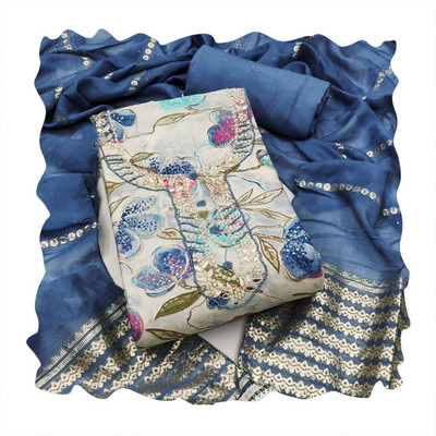 NEGRONI Cotton Silk Embroidered, Floral Print, Printed Salwar Suit Material