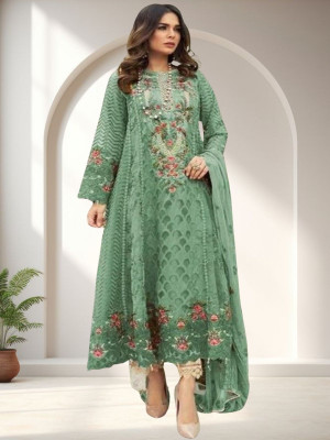 Amit Georgette Dyed, Embroidered, Embellished, Self Design Salwar Suit Material