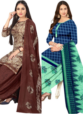 Threads Cotton Blend Printed Salwar Suit Material