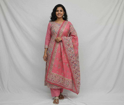 Chingaari Cotton Blend Floral Print Kurta Fabric