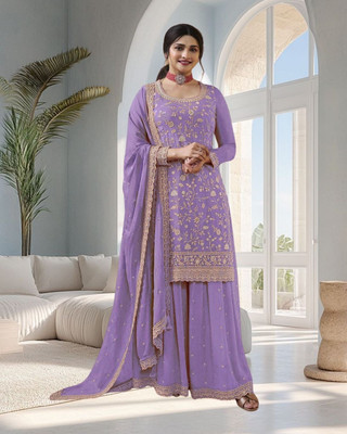 Dealbazaars Corporation Georgette Dyed, Embroidered, Embellished, Self Design Salwar Suit Material