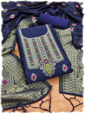 MAPRI Chanderi Embroidered Salwar Suit Material