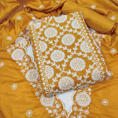 TOHOON Art Silk Embroidered Salwar Suit Material