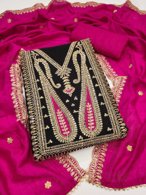 rang rani textiles Chanderi Embroidered Salwar Suit Material