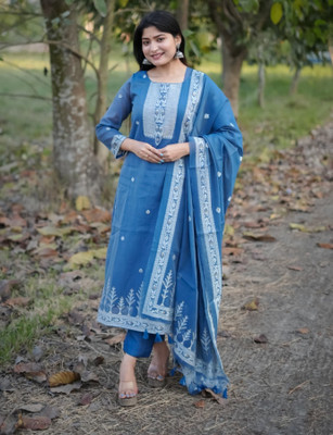 LeeliPeeri Designer Cotton Silk Embellished Salwar Suit Material