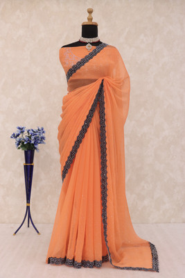 SHUBHDRASHTI NX Floral Print Blouse Material Organza Saree(Pink)