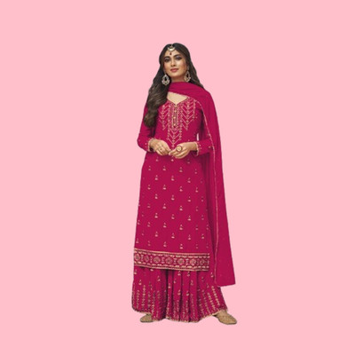HRMFAB Georgette Embroidered Kurta & Palazzo Material