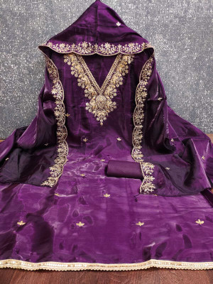 NIDHI'S FASHION Silk Blend Embroidered Salwar Suit Material