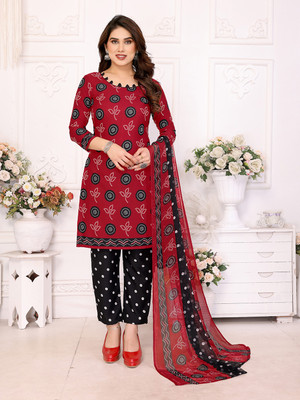ANAND Crepe Floral Print, Paisley Salwar Suit Material