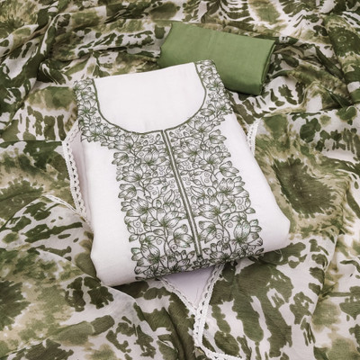 LeeliPeeri Designer Silk Blend Embroidered Salwar Suit Material