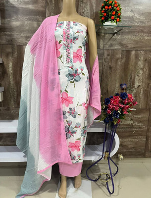 PUNRASAR TEXTILE Cotton Blend Floral Print Salwar Suit Material
