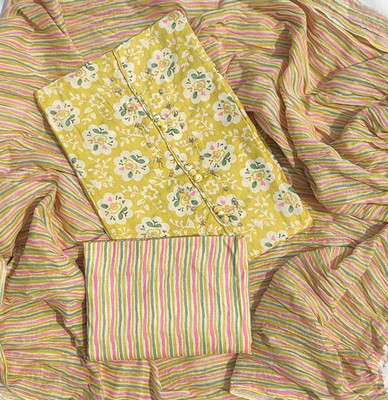 FAB JUNCTION Pure Cotton Printed, Self Design Salwar Suit Material