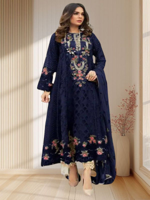 Amit Georgette Dyed, Embroidered, Embellished, Self Design Salwar Suit Material