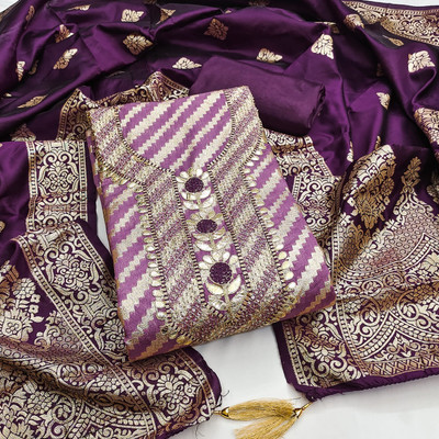 LeeliPeeri Designer Cotton Blend Embroidered Salwar Suit Material