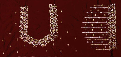 The White Rabbit Art Silk Embroidered Blouse Material