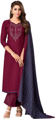 DRAVINAM Trends Wool Embroidered Salwar Suit Material