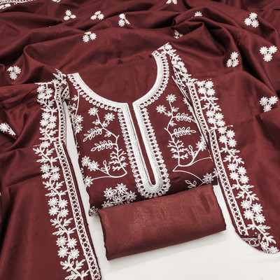 Saware Silk Blend Embroidered Salwar Suit Material