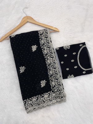 Mikhu Shop Silk Blend Embroidered Blouse Material