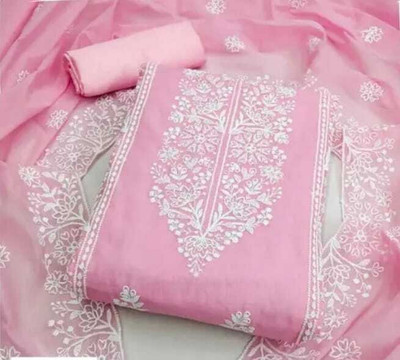 BlissFlair Chanderi Embroidered Salwar Suit Material