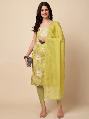 Meena Bazaar Linen Embroidered Kurta & Palazzo Material