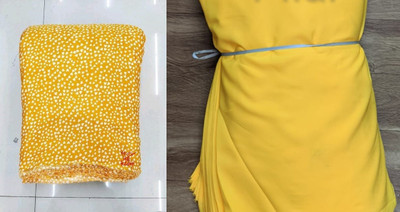 JUGNOO Crepe Printed Gown/Anarkali Kurta & Bottom Material