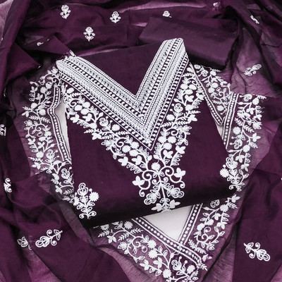 manvaa Chanderi Embroidered Salwar Suit Material