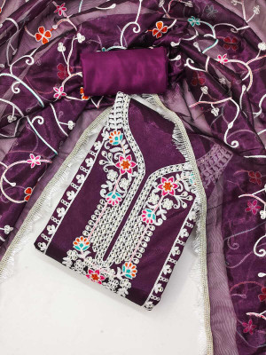 Mahakal Tex Chanderi Embroidered Salwar Suit Material