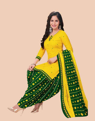 HouseOfCommon Crepe Printed Kurta & Churidar Material