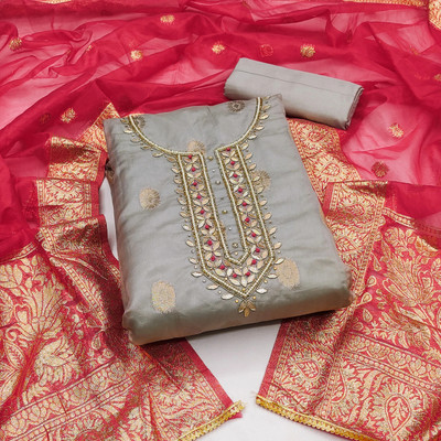 NEGRONI Organza Embroidered Salwar Suit Material
