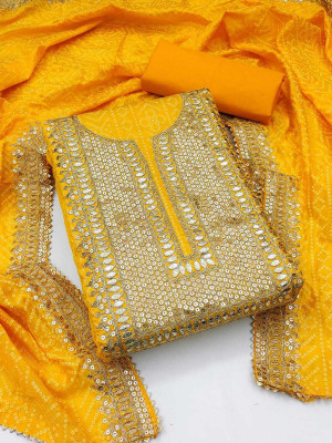 HOUSEEOFCOMMON Cotton Silk Embroidered Salwar Suit Material
