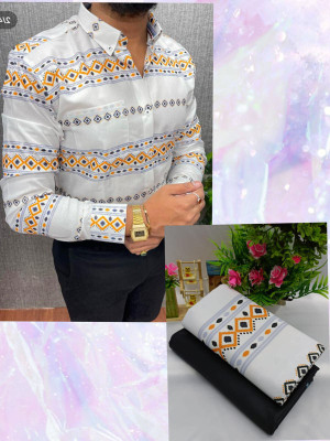 SANJEVAY Polyester Printed Shirt & Trouser Fabric