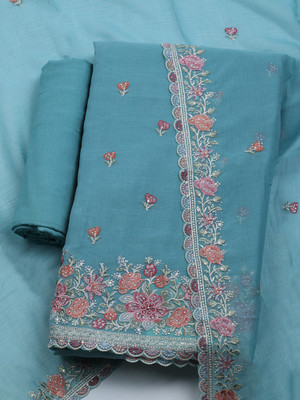 Meena Bazaar Cotton Blend Embroidered Salwar Suit Material
