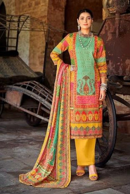 NAWABI COLLECTION Wool Geometric Print Salwar Suit Material