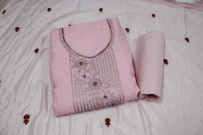 AniriFashions Cotton Linen Embellished Salwar Suit Material