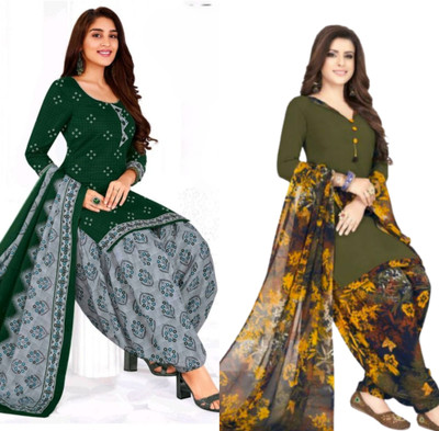 KP CLOTHING Crepe Printed Kurta & Patiyala Material