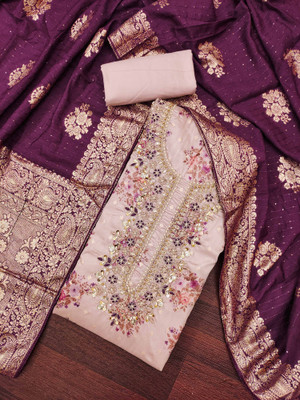 Kimisha Chanderi Floral Print Salwar Suit Material