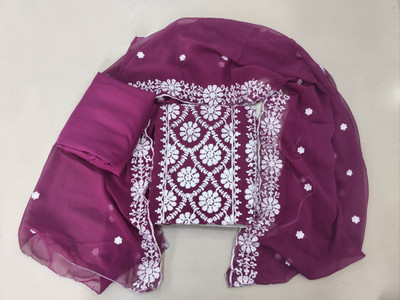 ETHNICBRITY Georgette Embroidered Salwar Suit Material