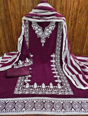 FUSIONVALLEY Georgette Dyed Salwar Suit Material