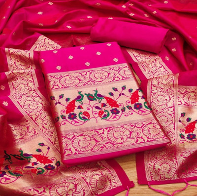 Priyanka Collection Tussar Silk Embroidered, Self Design Suit Fabric