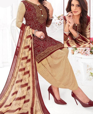 HK ETHNICSTORE Crepe Printed Kurta & Patiyala Material