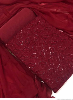 VORIMA Georgette Embroidered Salwar Suit Material