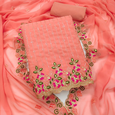 rajgharan nx Chanderi Embroidered Salwar Suit Material